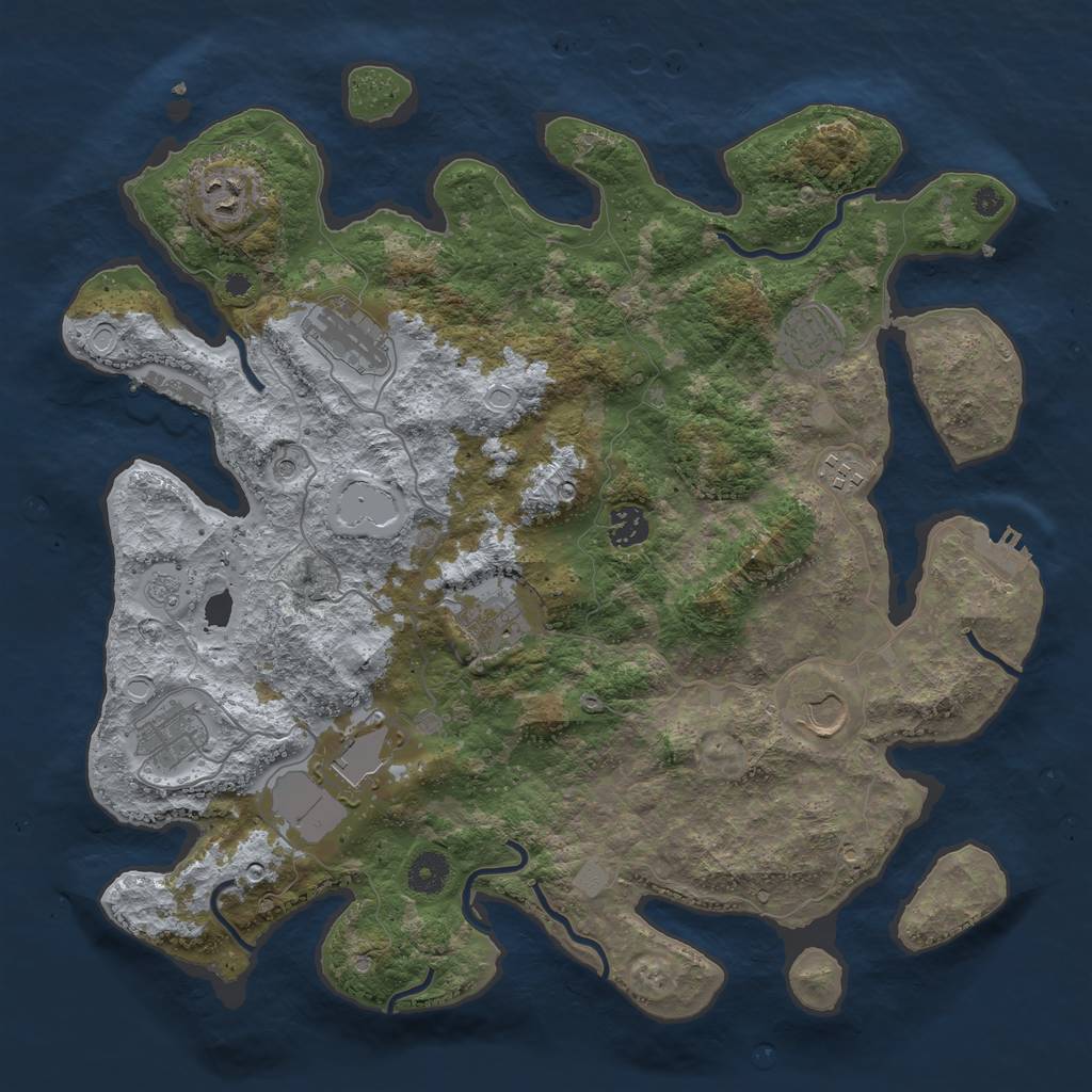 Rust Map: Procedural Map, Size: 3900, Seed: 550897, 18 Monuments