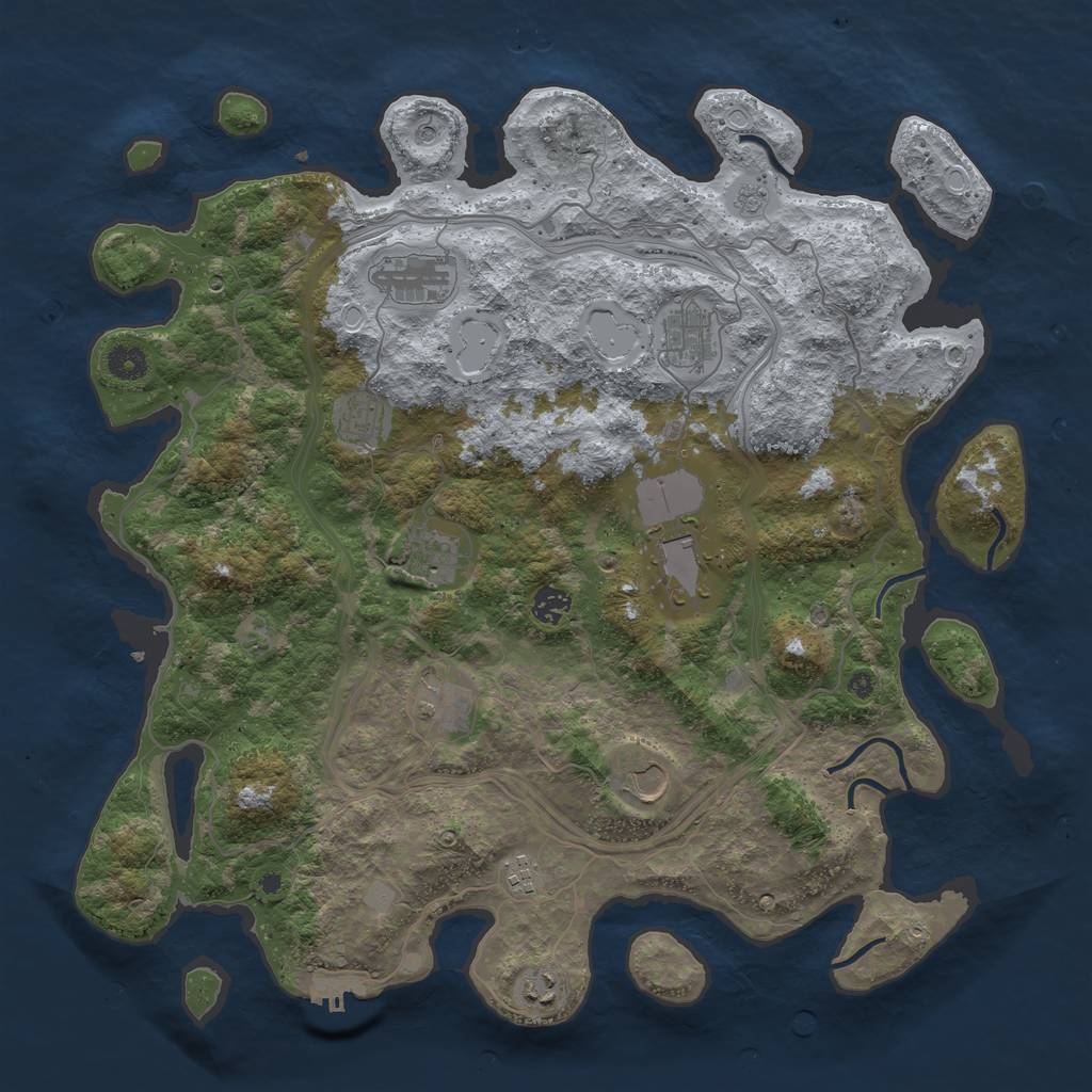 Rust Map: Procedural Map, Size: 4300, Seed: 8858353, 18 Monuments