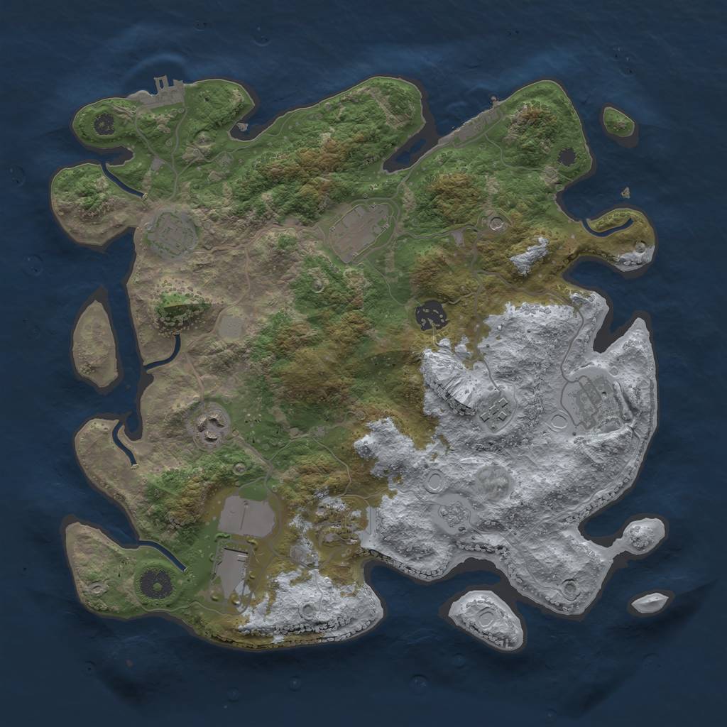 Rust Map: Procedural Map, Size: 3500, Seed: 201543, 17 Monuments
