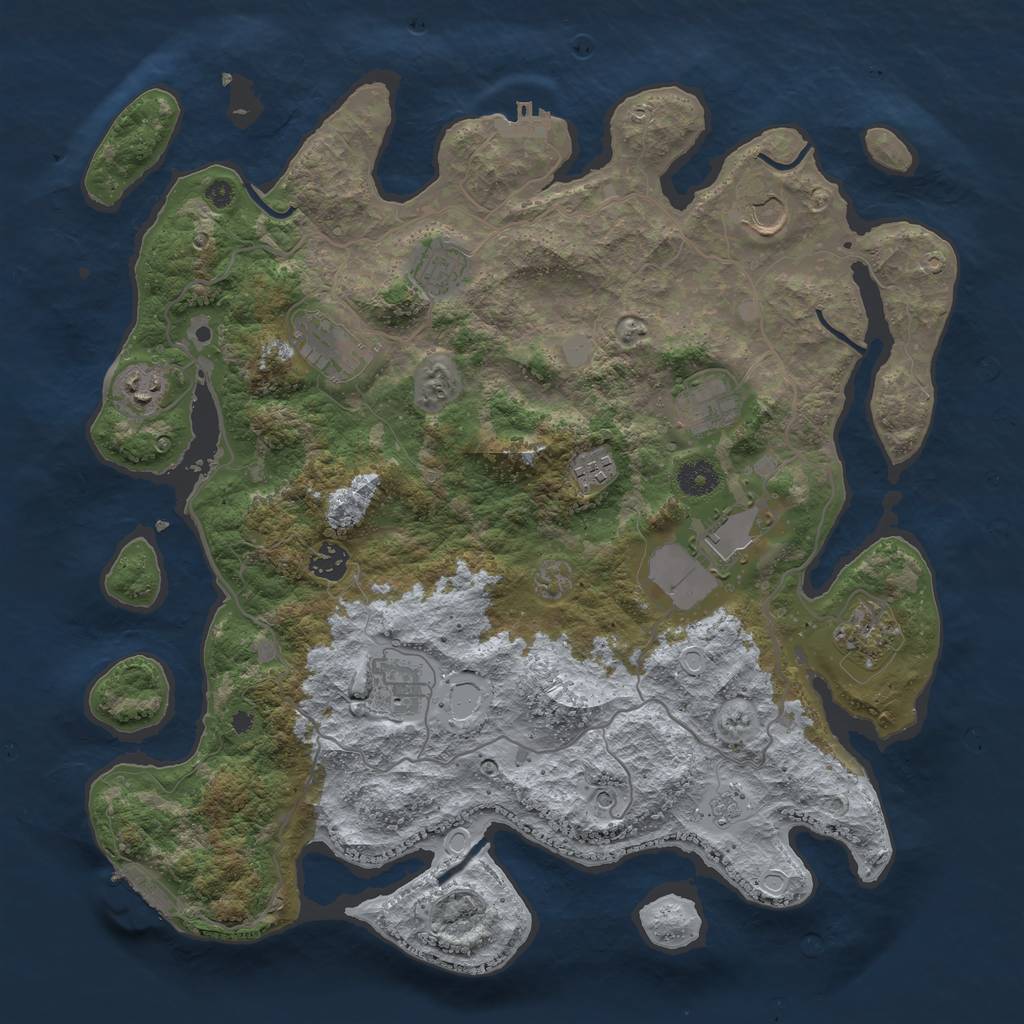 Rust Map: Procedural Map, Size: 4000, Seed: 1812434754, 19 Monuments