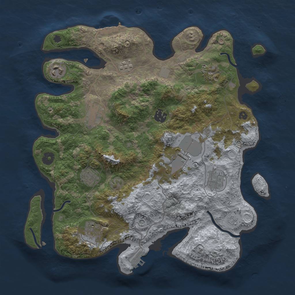 Rust Map: Procedural Map, Size: 3500, Seed: 4339938, 18 Monuments