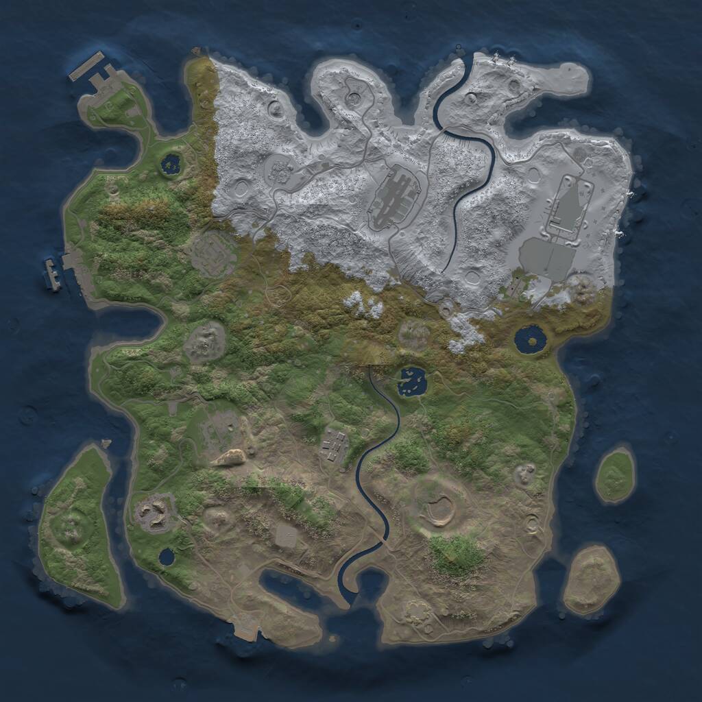Rust Map: Procedural Map, Size: 3500, Seed: 47621736, 14 Monuments