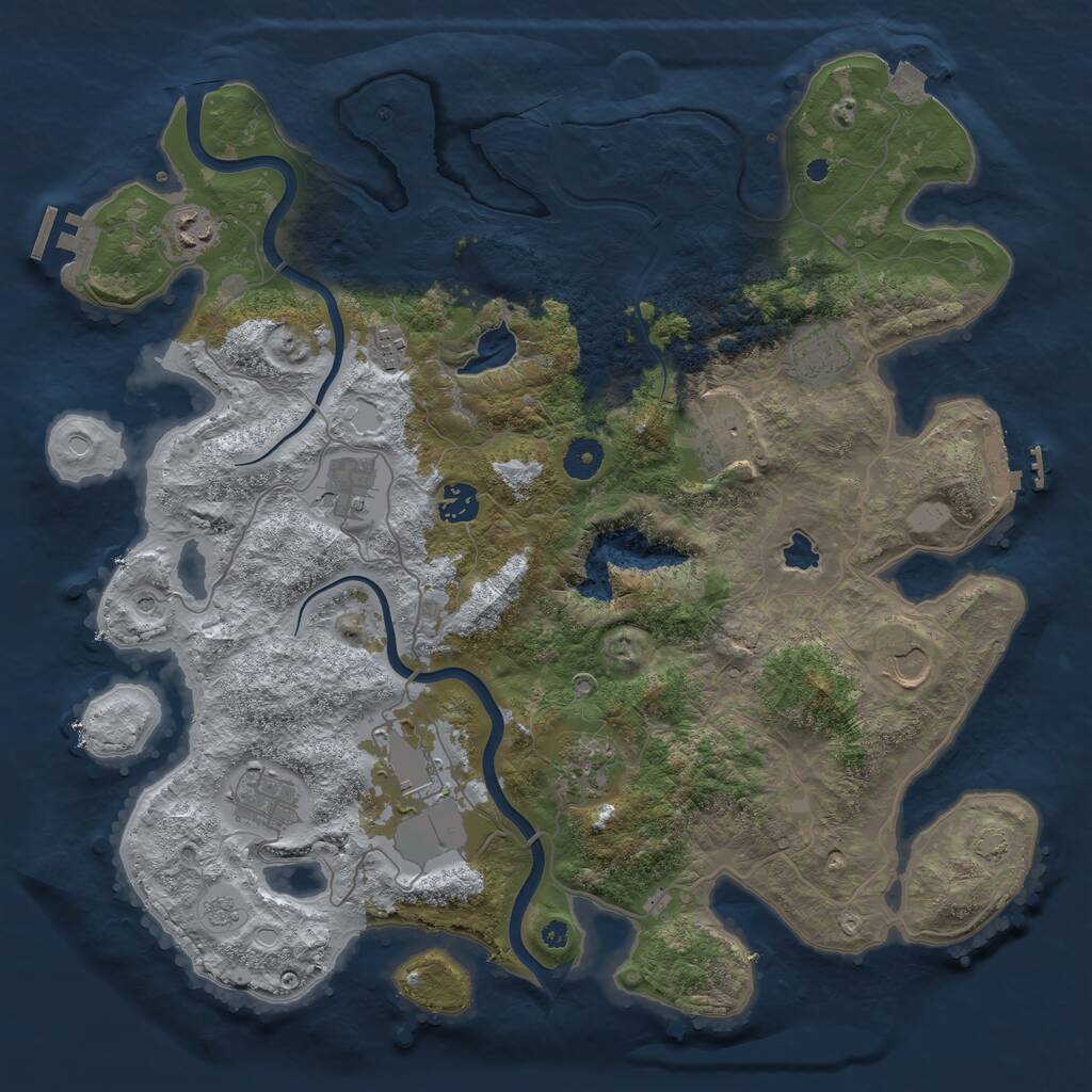 Rust Map: Procedural Map, Size: 4000, Seed: 69691111, 16 Monuments