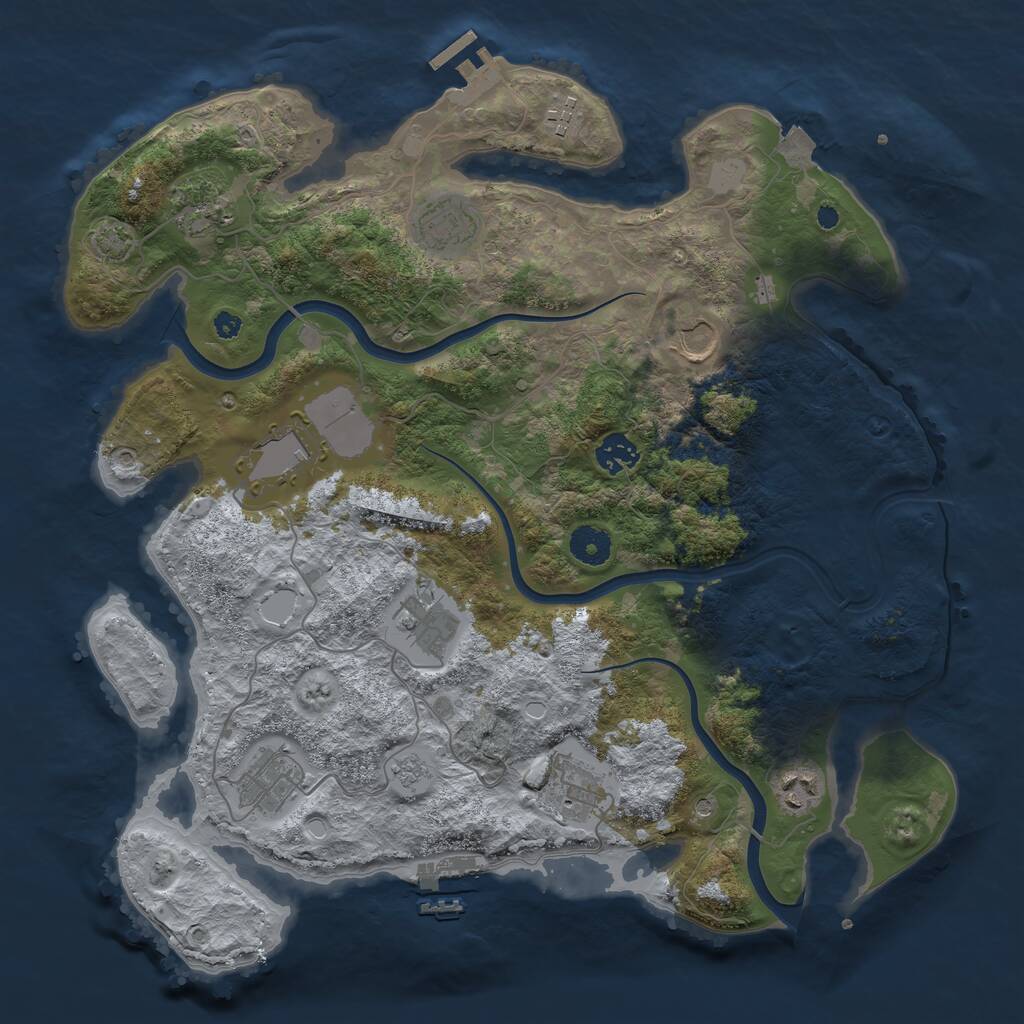 Rust Map: Procedural Map, Size: 3800, Seed: 856094617, 16 Monuments