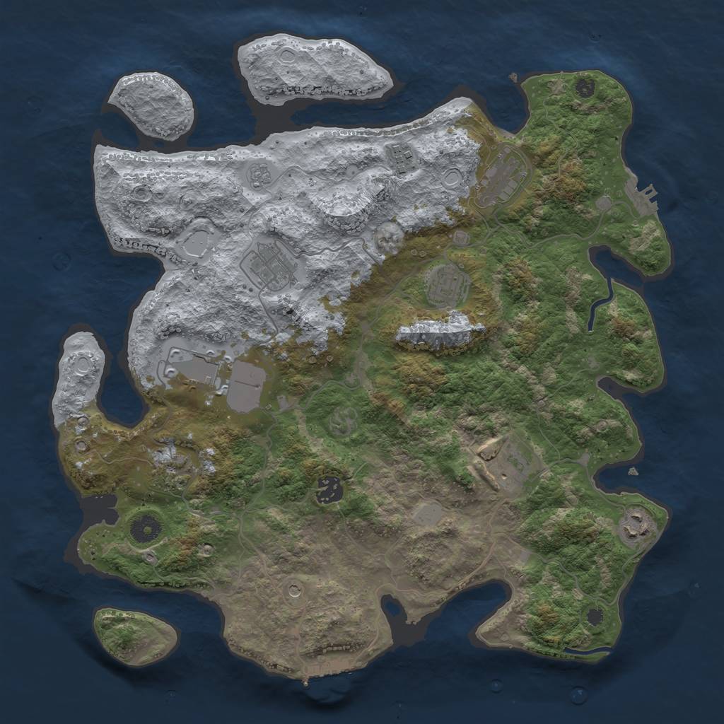 Rust Map: Procedural Map, Size: 3800, Seed: 2067572124, 18 Monuments