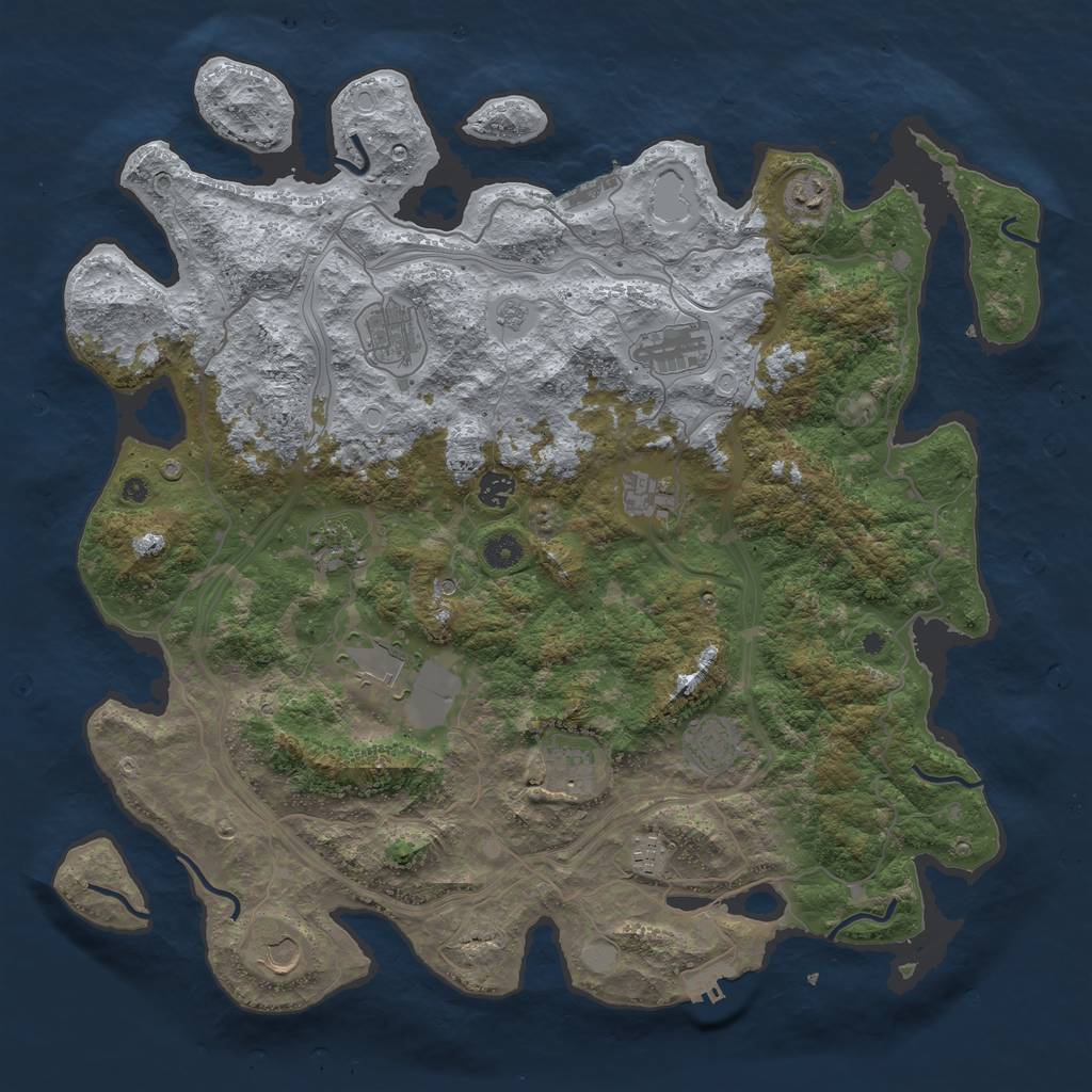 Rust Map: Procedural Map, Size: 4500, Seed: 93007182, 20 Monuments