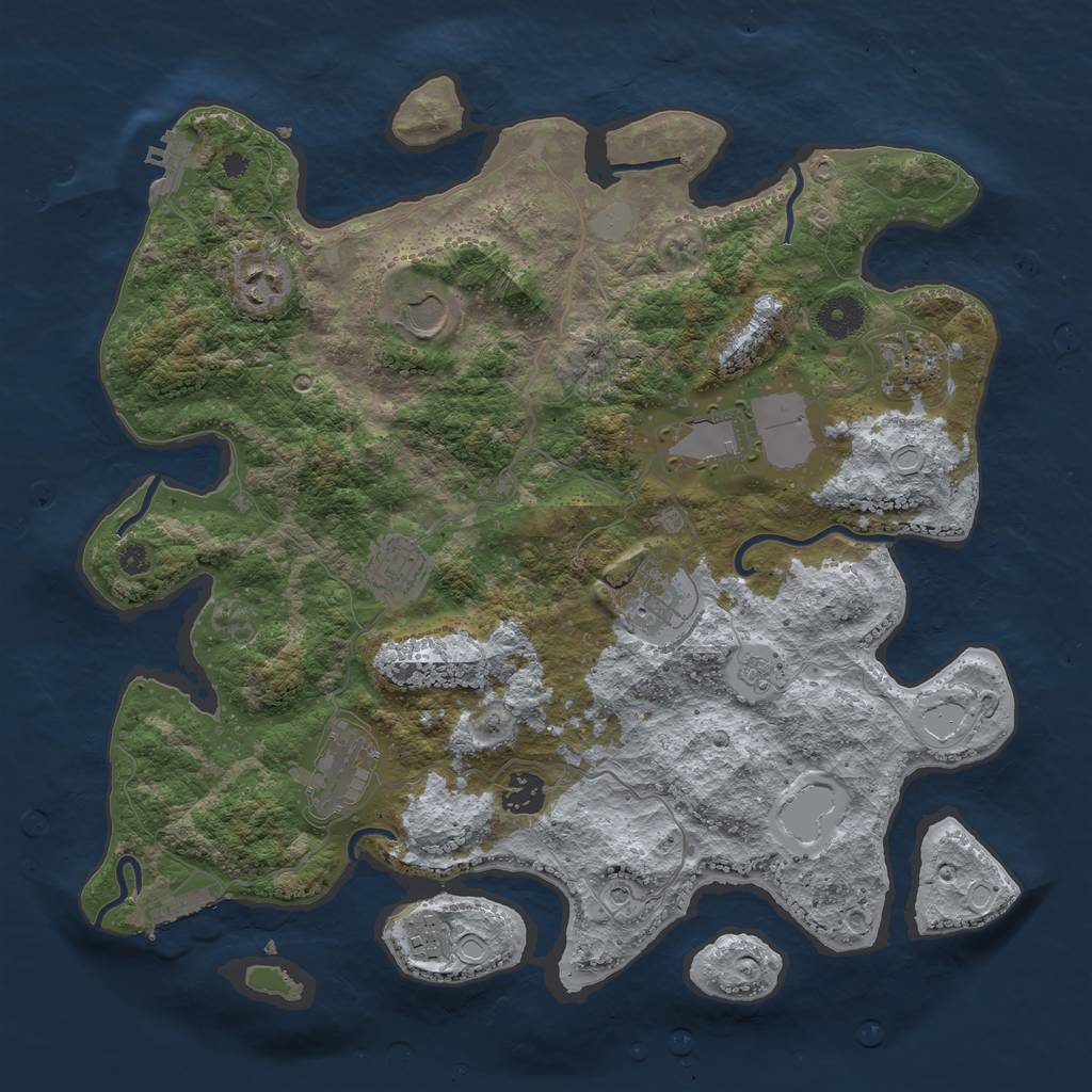 Rust Map: Procedural Map, Size: 3750, Seed: 47798, 18 Monuments
