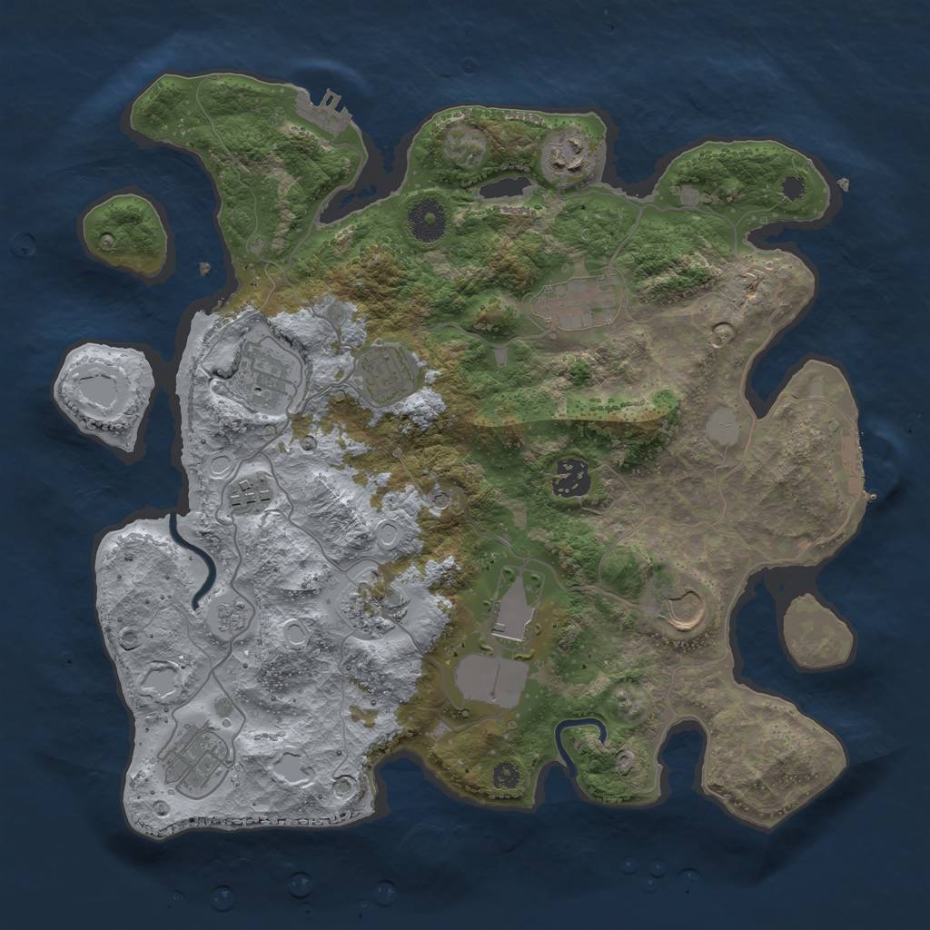 Rust Map: Procedural Map, Size: 3500, Seed: 90923885, 19 Monuments