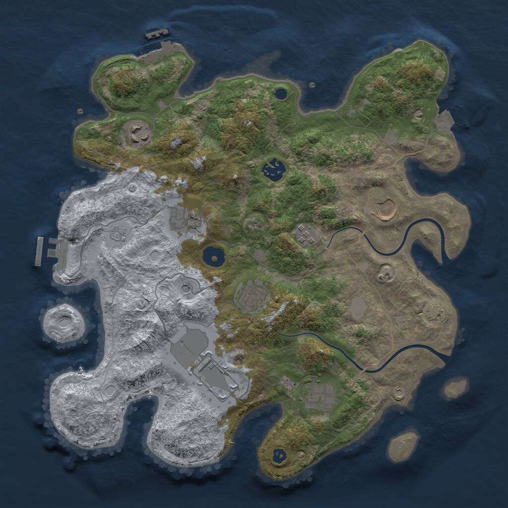 Rust Map: Procedural Map, Size: 3500, Seed: 77371242, 14 Monuments