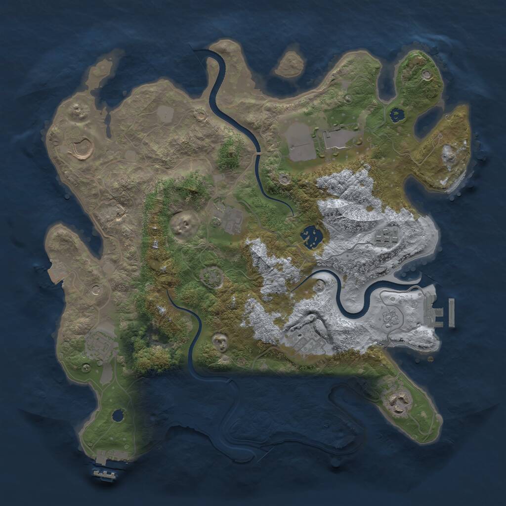 Rust Map: Procedural Map, Size: 3500, Seed: 34679411, 14 Monuments