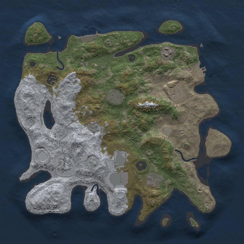 Rust Map: Procedural Map, Size: 3500, Seed: 19066857, 17 Monuments