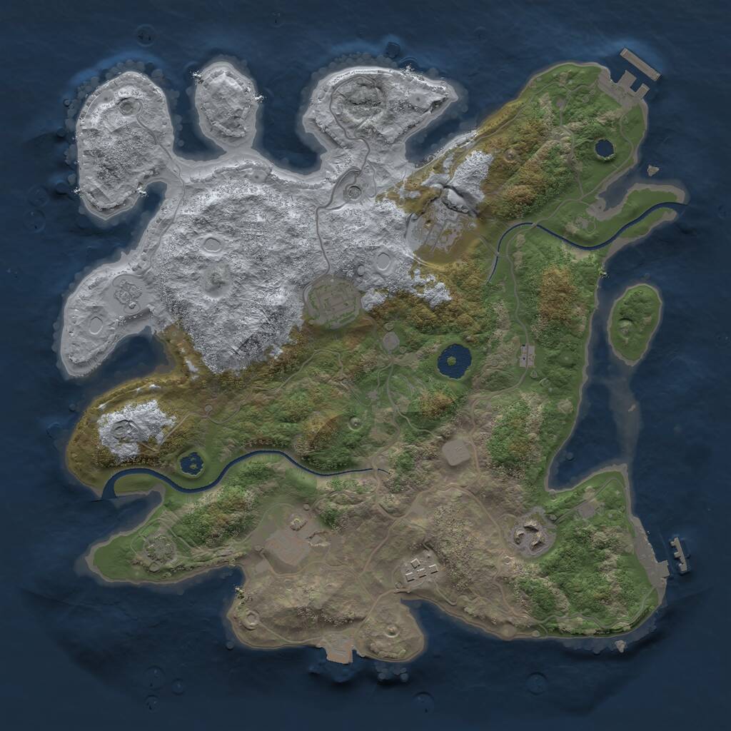 Rust Map: Procedural Map, Size: 3300, Seed: 735877953, 11 Monuments