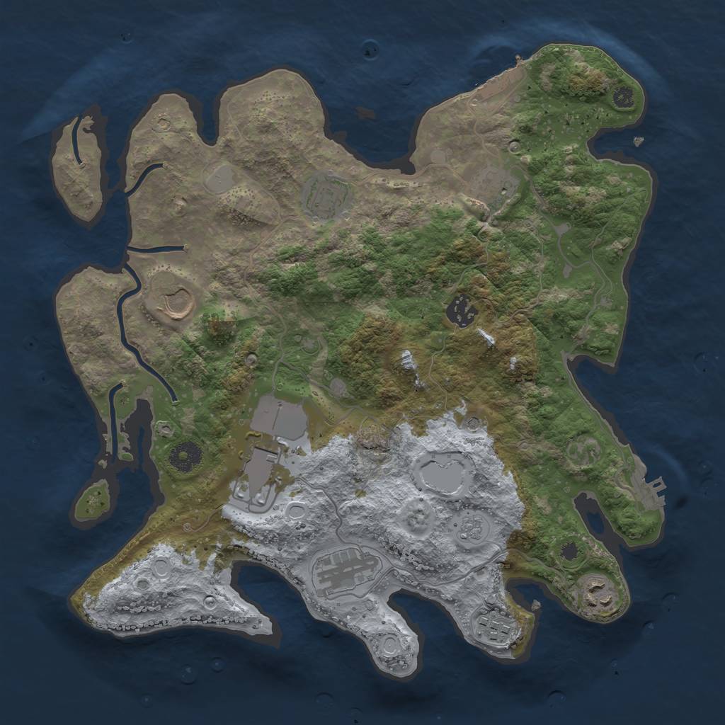 Rust Map: Procedural Map, Size: 3500, Seed: 68443627, 17 Monuments