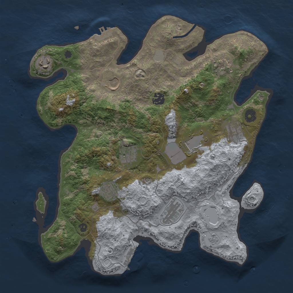 Rust Map: Procedural Map, Size: 3500, Seed: 76748842, 18 Monuments