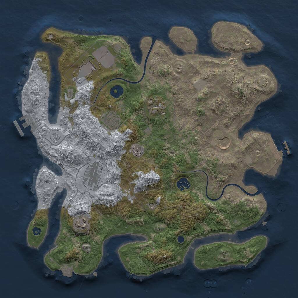 Rust Map: Procedural Map, Size: 3500, Seed: 113460323, 14 Monuments