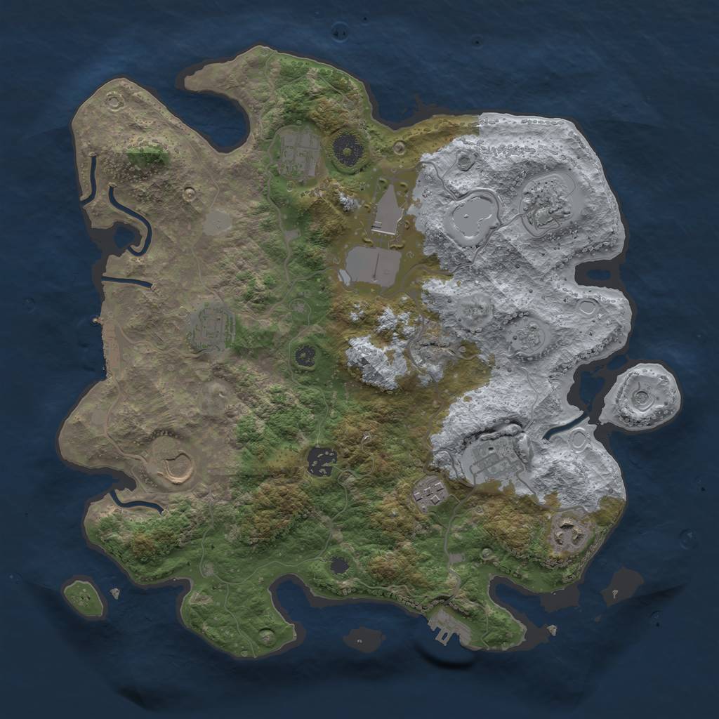 Rust Map: Procedural Map, Size: 3500, Seed: 9797216, 18 Monuments