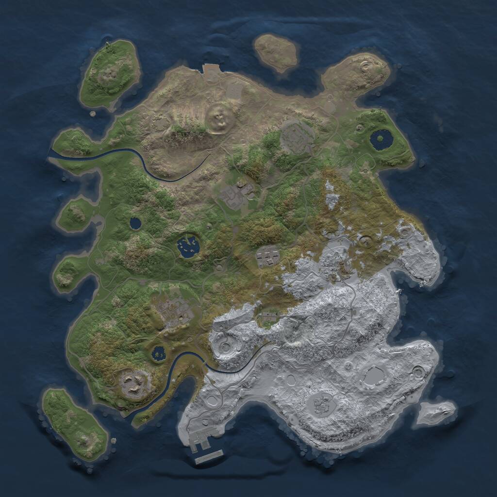 Rust Map: Procedural Map, Size: 3450, Seed: 45968361, 12 Monuments