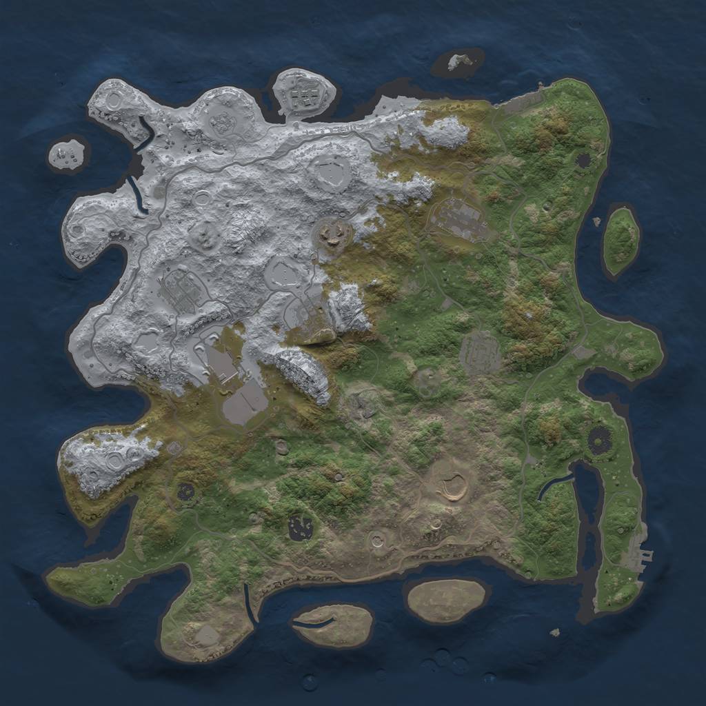 Rust Map: Procedural Map, Size: 4000, Seed: 1028524326, 18 Monuments