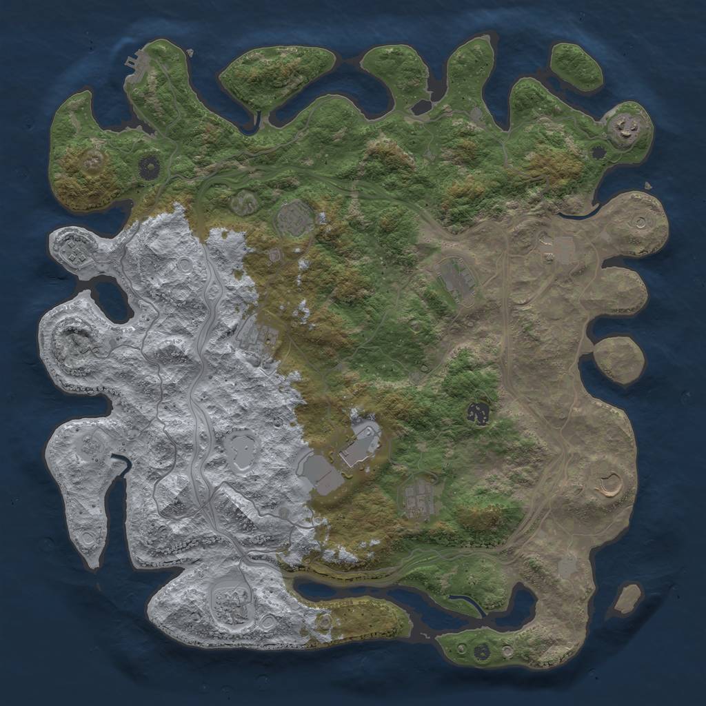 Rust Map: Procedural Map, Size: 4500, Seed: 924850, 19 Monuments