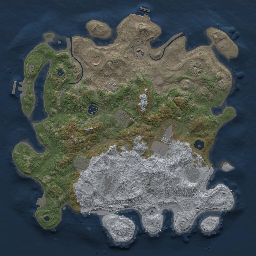 Rust Map: Procedural Map, Size: 3950, Seed: 98678522, 16 Monuments