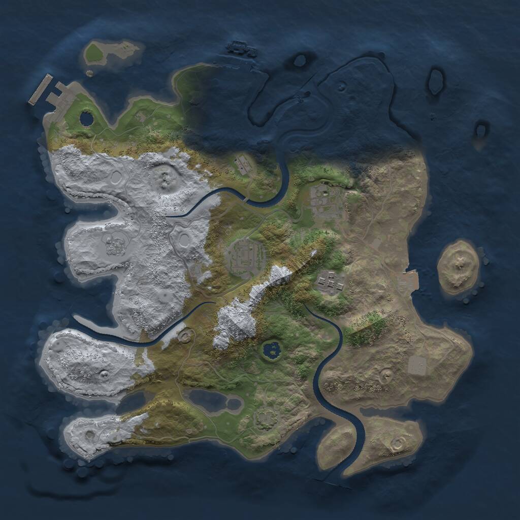 Rust Map: Procedural Map, Size: 3000, Seed: 31583, 8 Monuments