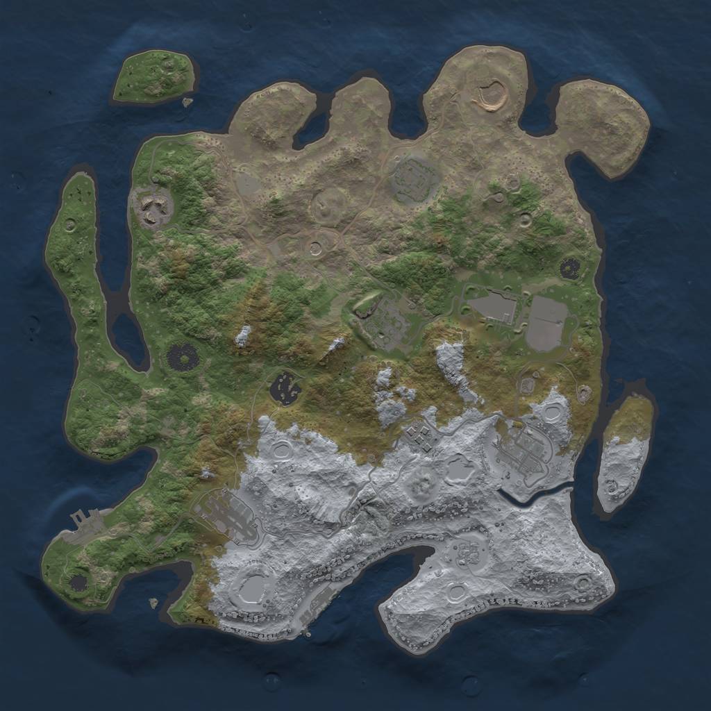 Rust Map: Procedural Map, Size: 3500, Seed: 1029611462, 18 Monuments
