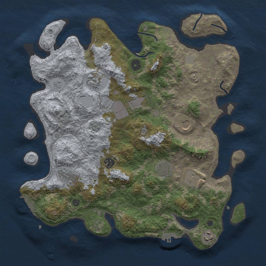 Rust Map: Procedural Map, Size: 3800, Seed: 85385897, 18 Monuments