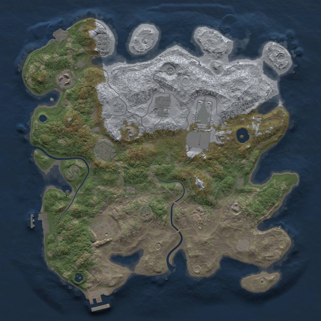 Rust Map: Procedural Map, Size: 3500, Seed: 46758898, 13 Monuments
