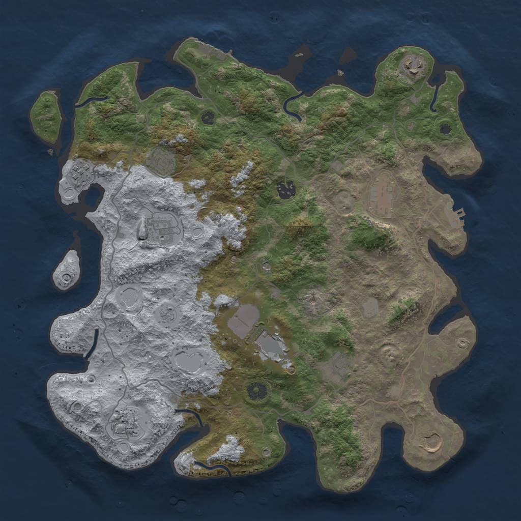 Rust Map: Procedural Map, Size: 4050, Seed: 648622884, 19 Monuments
