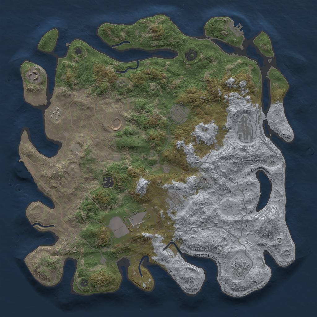 Rust Map: Procedural Map, Size: 4000, Seed: 20040224, 18 Monuments