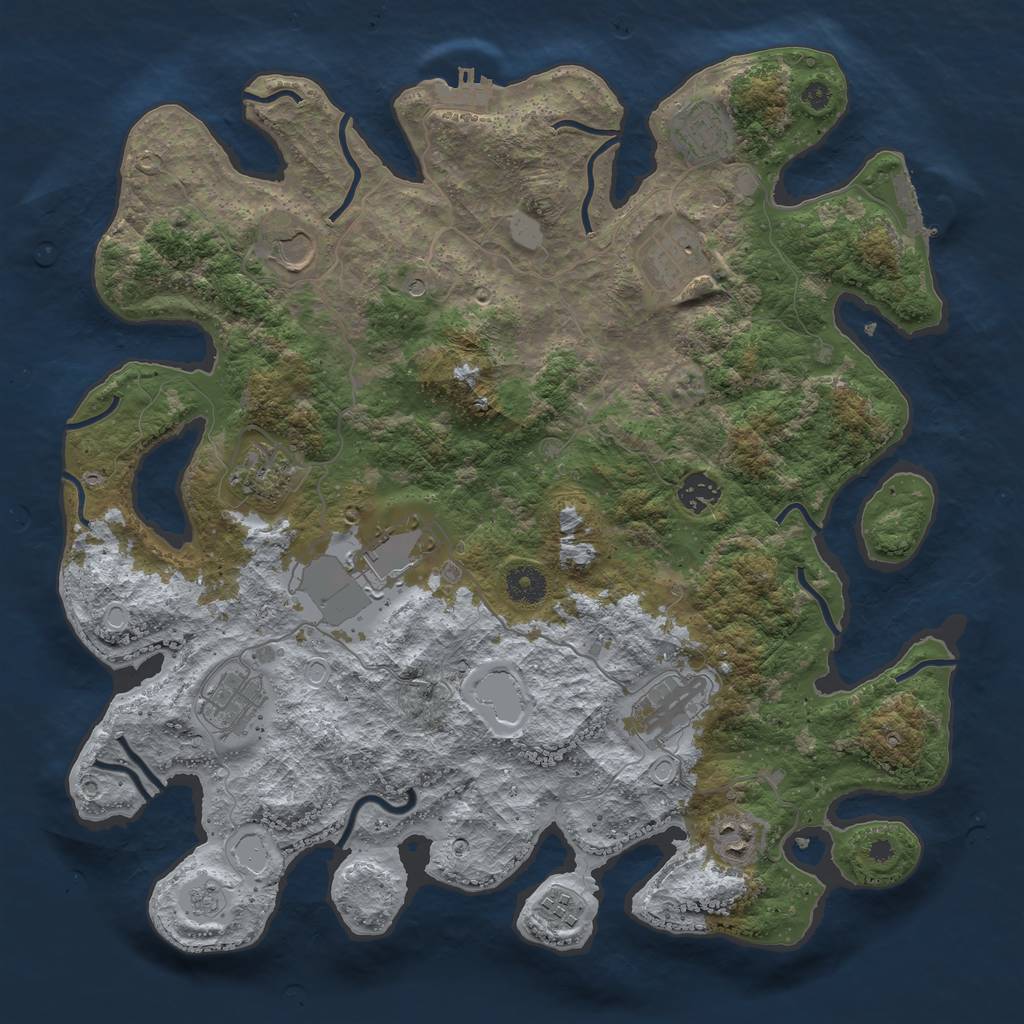 Rust Map: Procedural Map, Size: 3900, Seed: 65504320, 19 Monuments