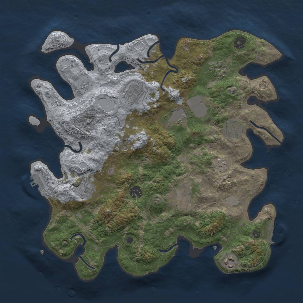 Rust Map: Procedural Map, Size: 3650, Seed: 86427821, 18 Monuments
