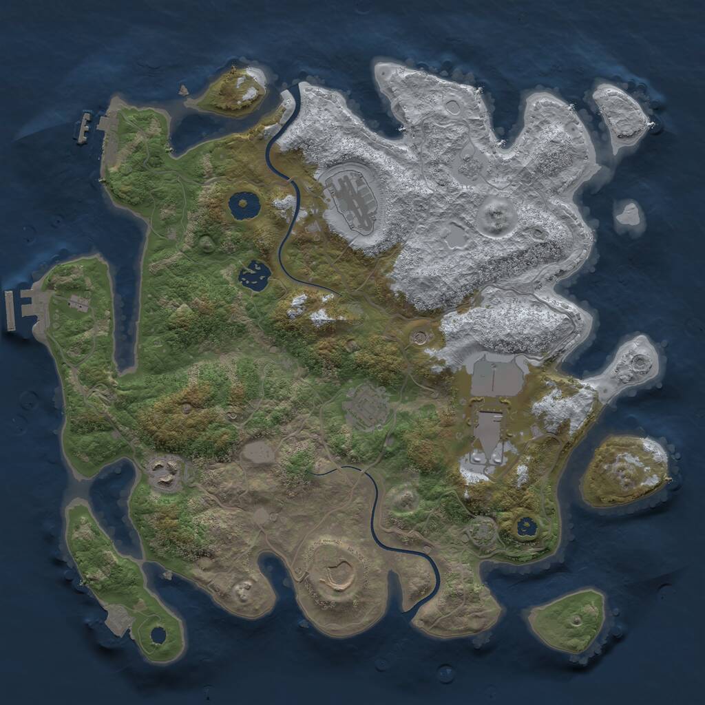 Rust Map: Procedural Map, Size: 3550, Seed: 78220380, 12 Monuments