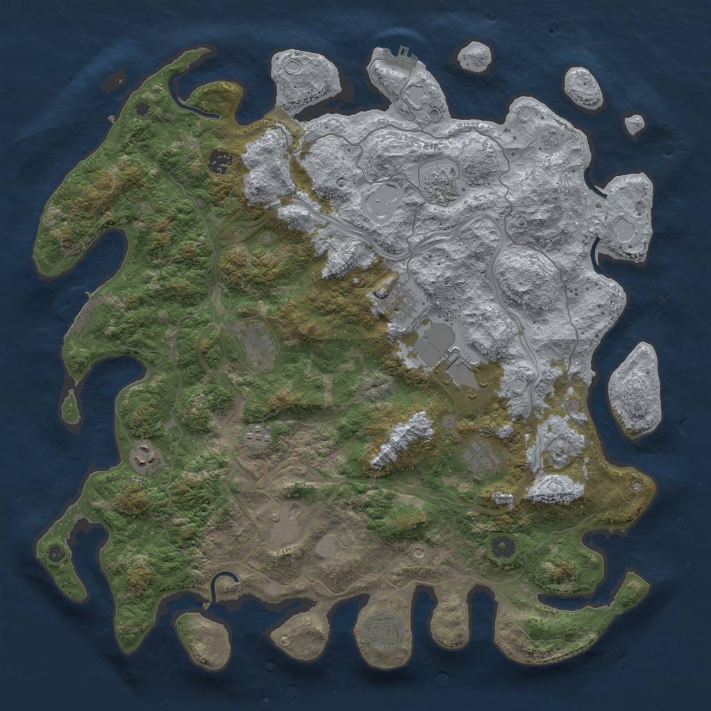 Rust Map: Procedural Map, Size: 4500, Seed: 1048340510, 19 Monuments