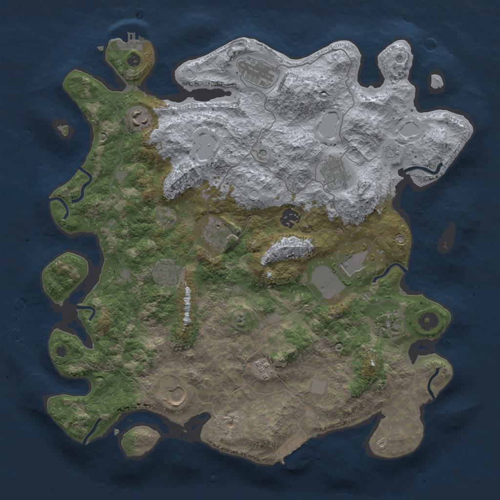 Rust Map: Procedural Map, Size: 3943, Seed: 13825, 19 Monuments