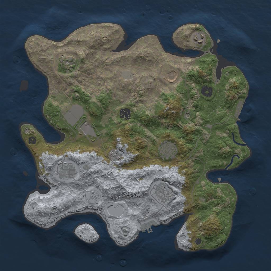 Rust Map: Procedural Map, Size: 3500, Seed: 96735271, 18 Monuments