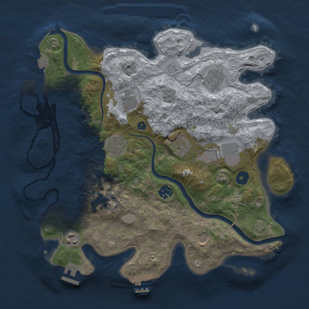 Rust Map: Procedural Map, Size: 3500, Seed: 53076, 15 Monuments