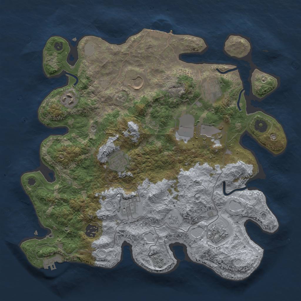 Rust Map: Procedural Map, Size: 3500, Seed: 84288138, 18 Monuments