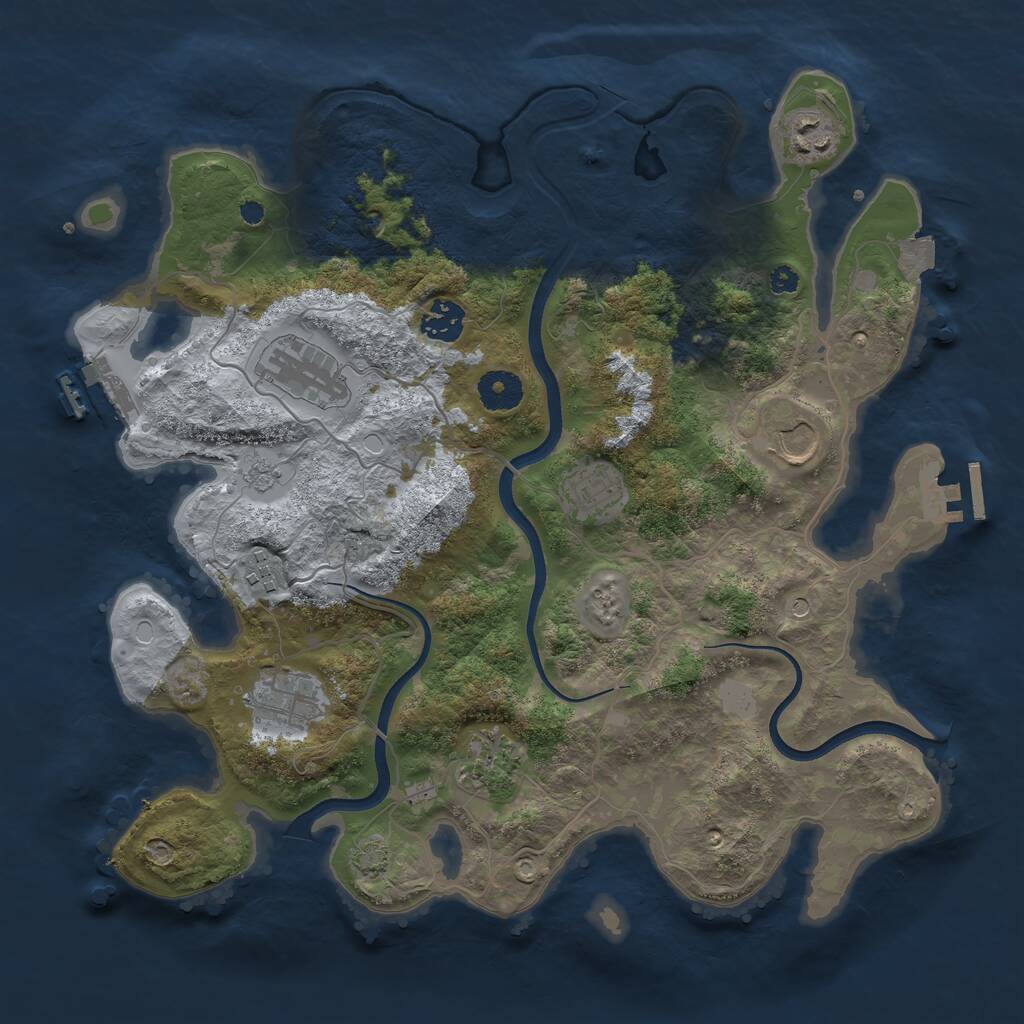 Rust Map: Procedural Map, Size: 3600, Seed: 28346630, 14 Monuments
