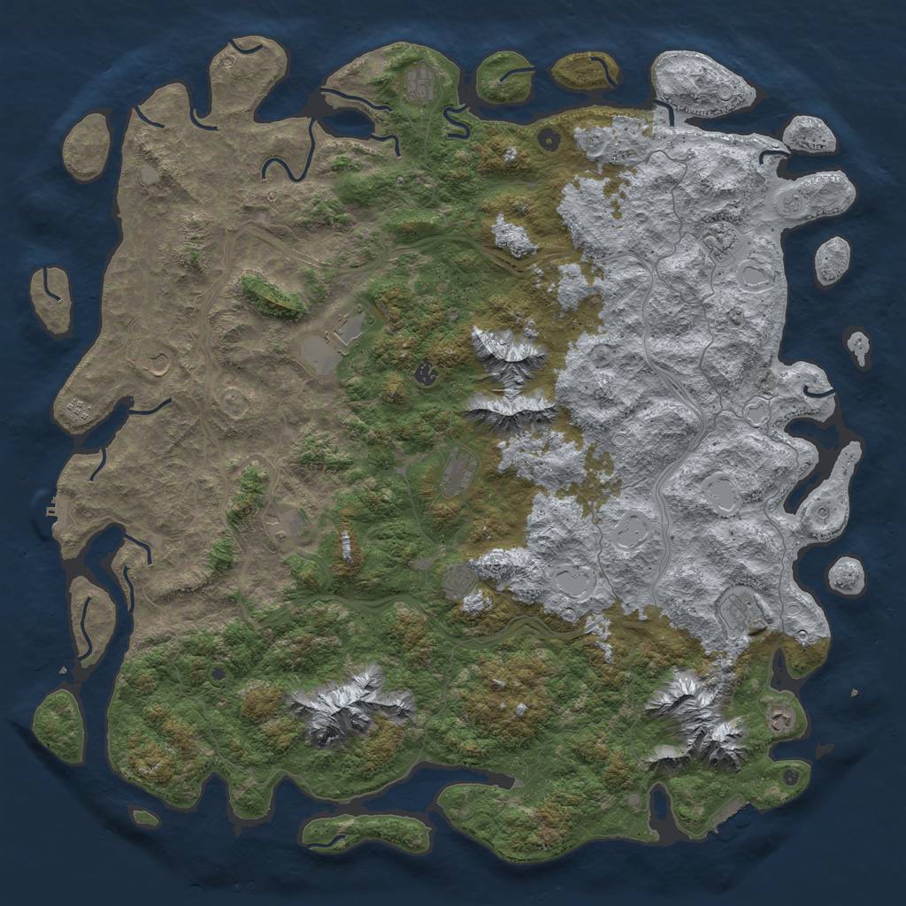 Rust Map: Procedural Map, Size: 6000, Seed: 67385555, 20 Monuments