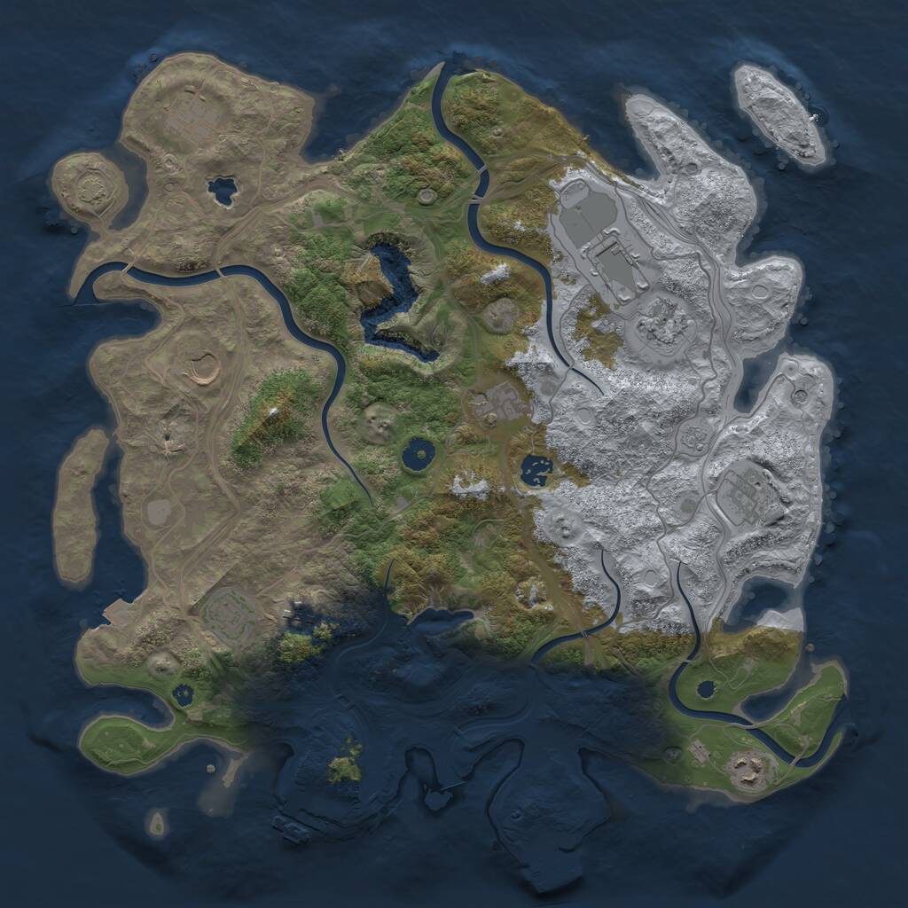 Rust Map: Procedural Map, Size: 4250, Seed: 2076301248, 16 Monuments