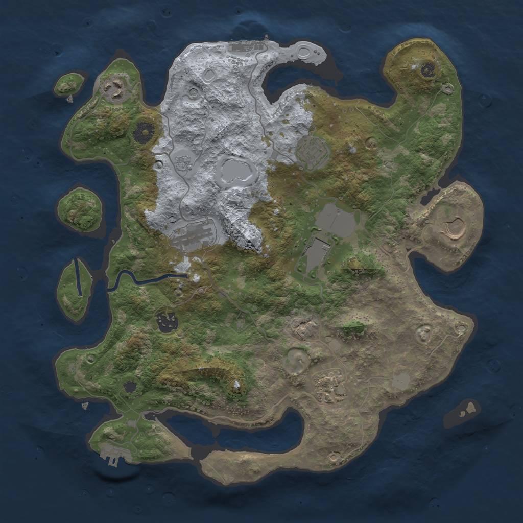 Rust Map: Procedural Map, Size: 3600, Seed: 11013, 16 Monuments