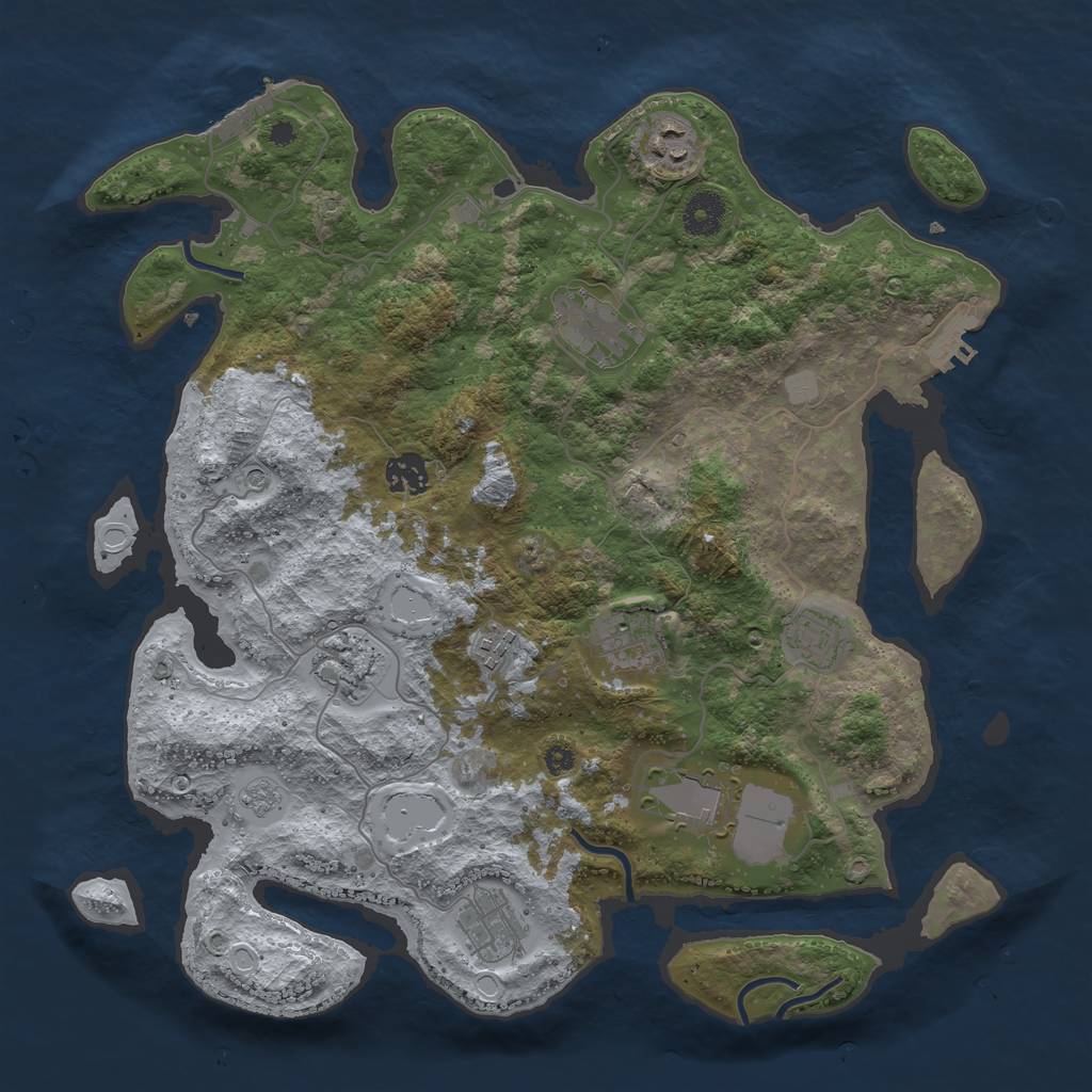 Rust Map: Procedural Map, Size: 3750, Seed: 74265493, 18 Monuments