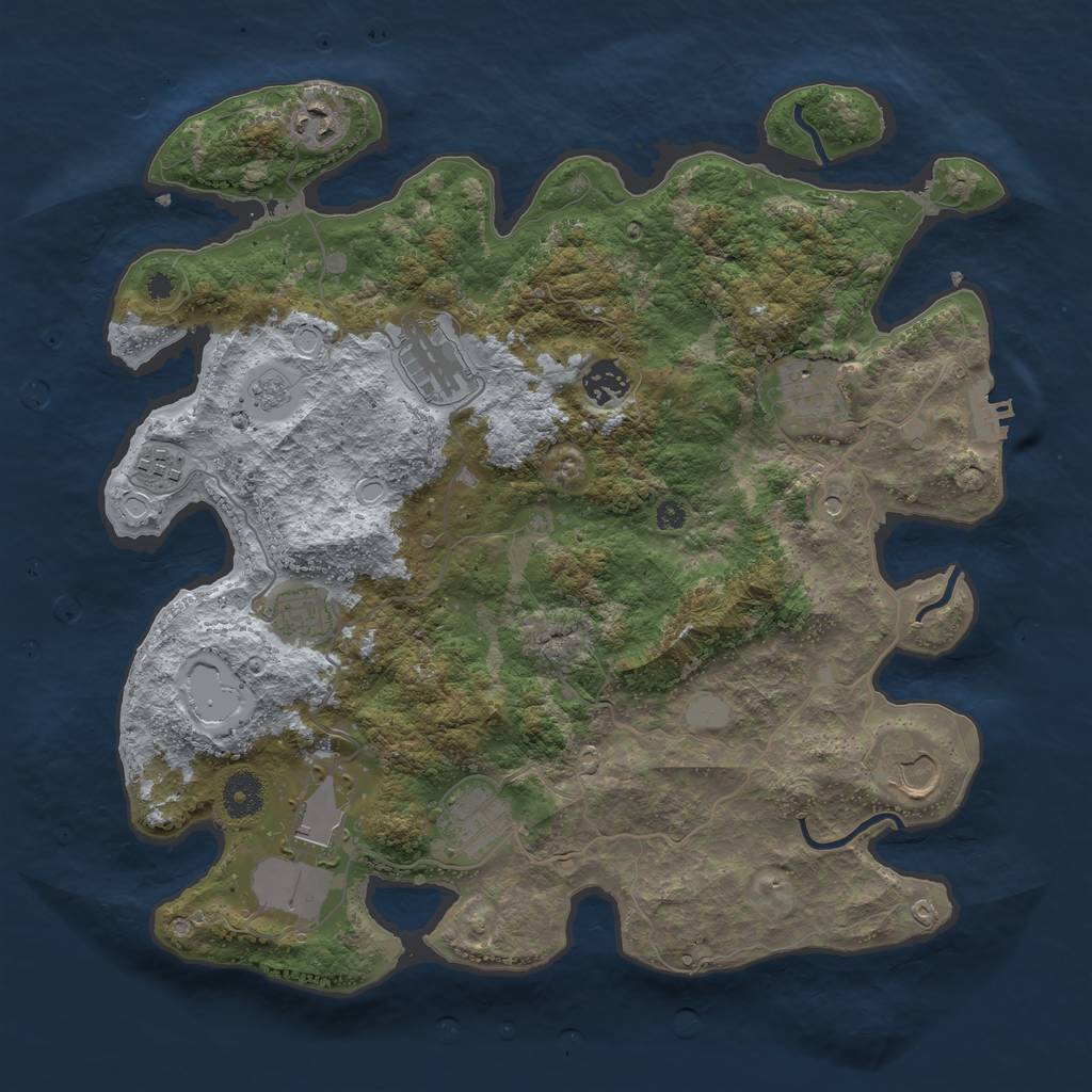 Rust Map: Procedural Map, Size: 3750, Seed: 3353453, 17 Monuments