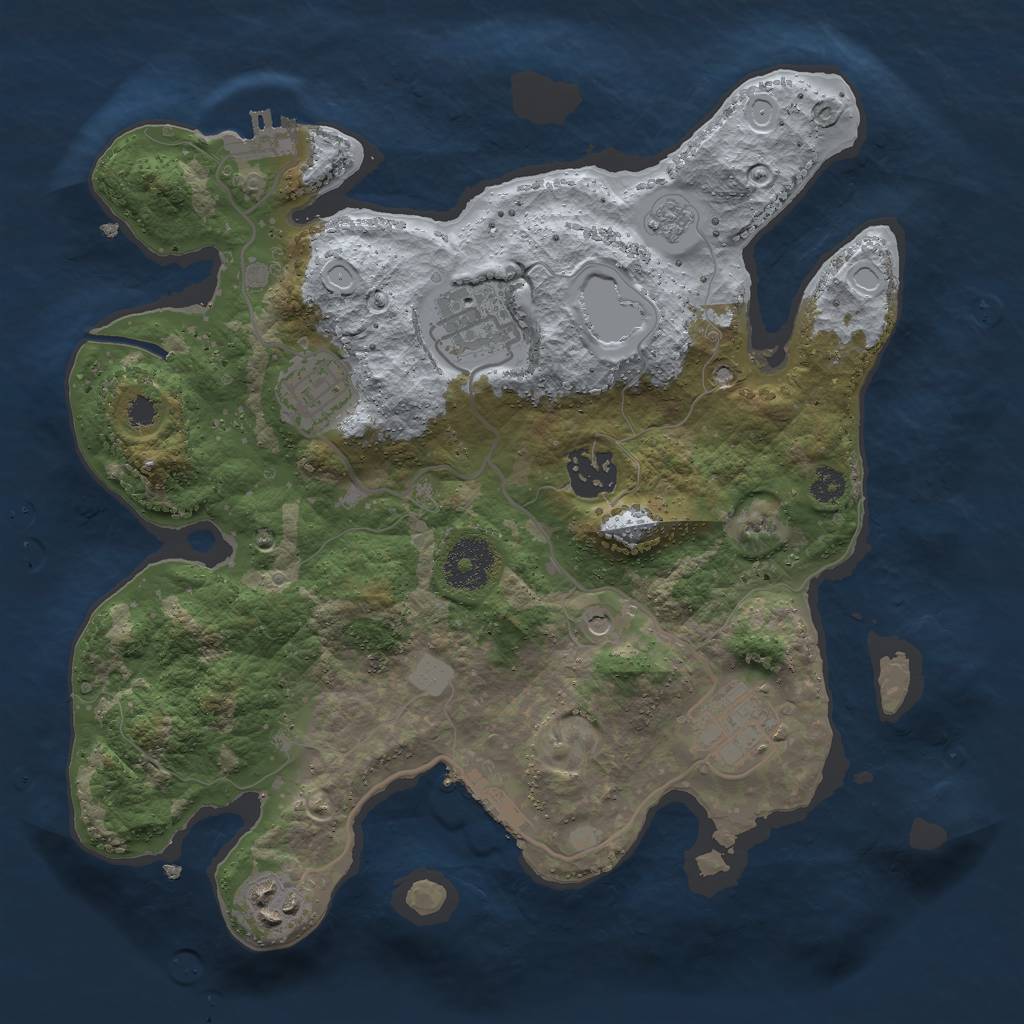Rust Map: Procedural Map, Size: 3000, Seed: 2398607, 14 Monuments
