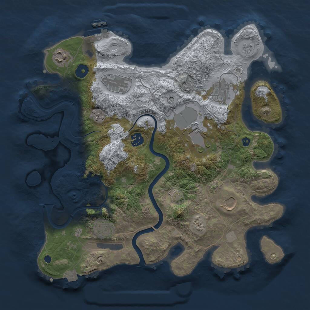 Rust Map: Procedural Map, Size: 3500, Seed: 678767623, 13 Monuments