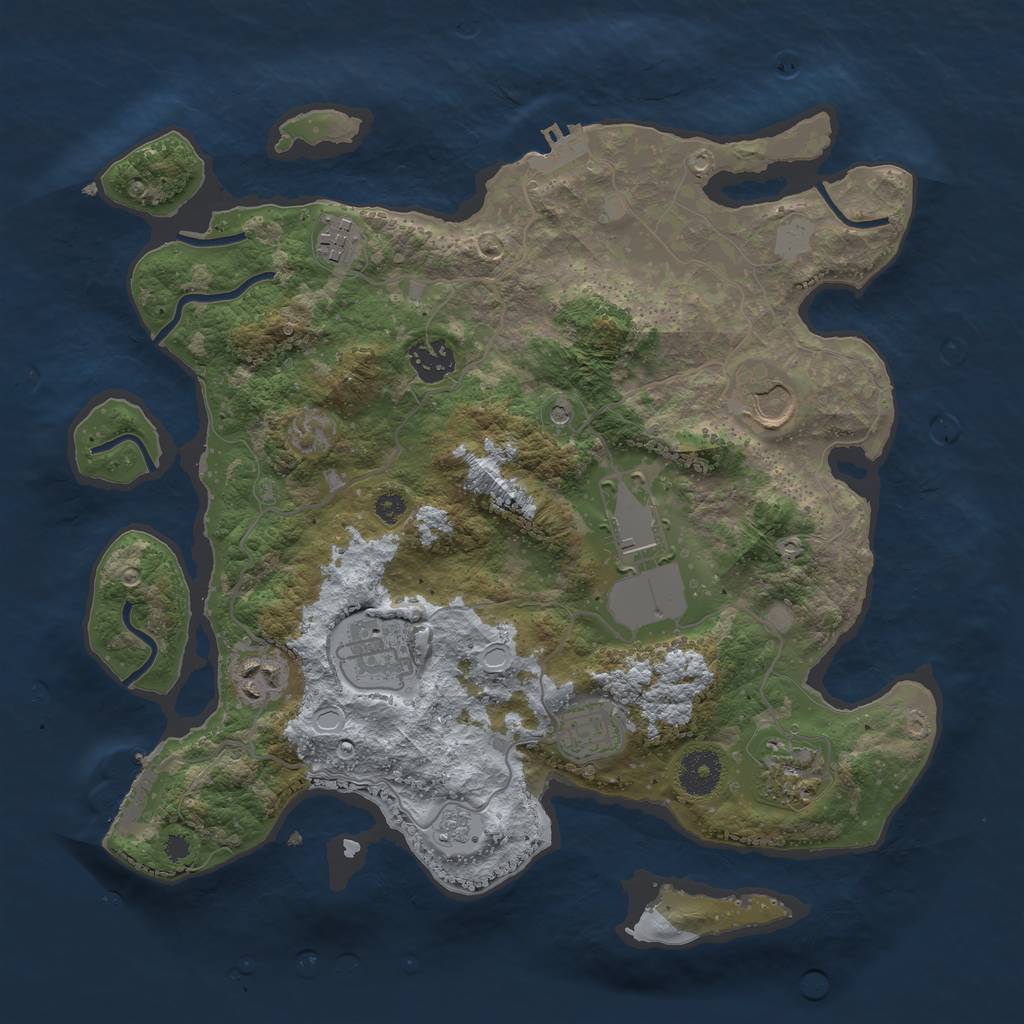 Rust Map: Procedural Map, Size: 3500, Seed: 34893, 17 Monuments