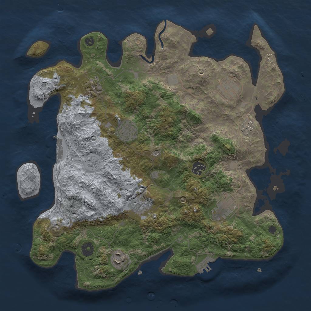 Rust Map: Procedural Map, Size: 3450, Seed: 69334114, 17 Monuments