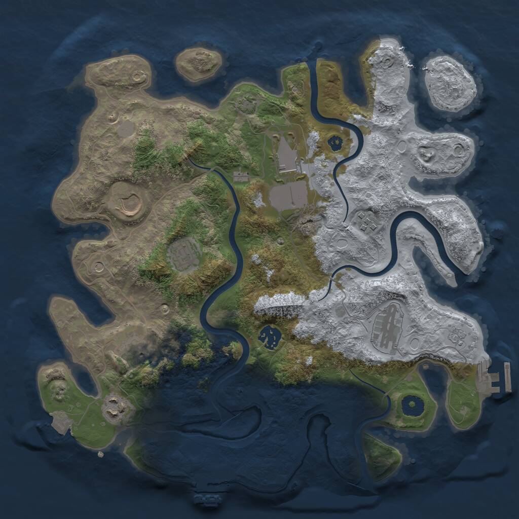 Rust Map: Procedural Map, Size: 3500, Seed: 1911, 16 Monuments