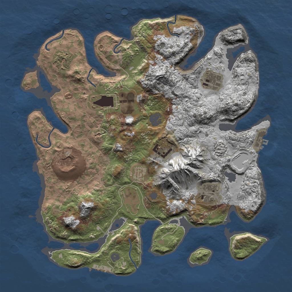 Rust Map: Procedural Map, Size: 3500, Seed: 1911, 15 Monuments